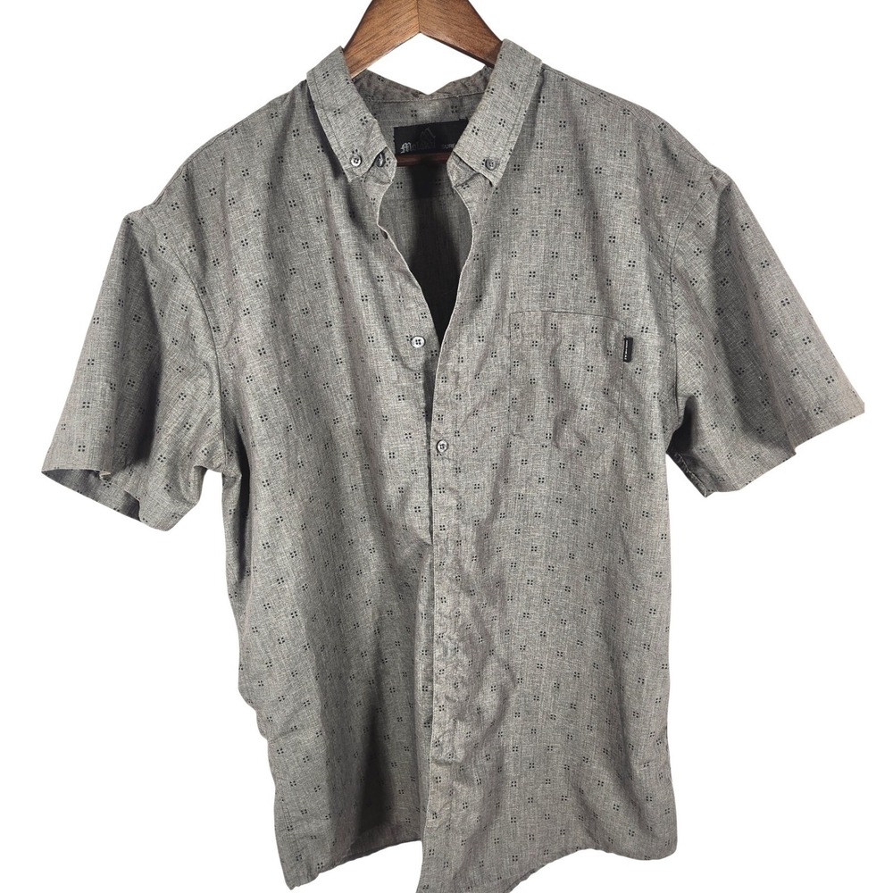 Molokai Surf Co. Gray Geometric Print Button Down Short Sleeve Shirt Size XXL